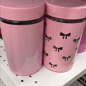 Pink Bow and Heart Canisters fir sugar ir cookie etc. 4 for 40$